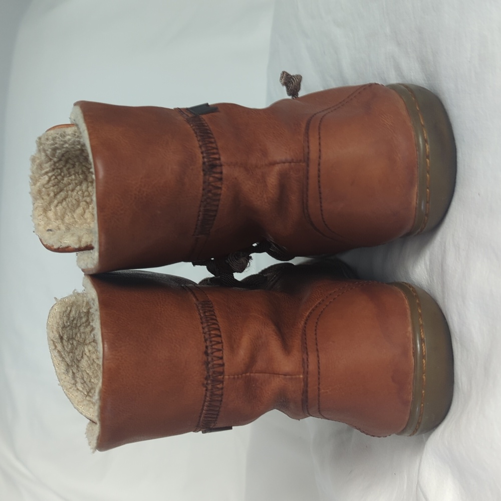 Camper Peu Cami Brown Leather Fleece/Shearling Lined Ankle Boots - Picture 4 of 13